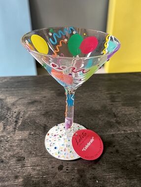 Lolita Love My Martini Glass "Celebrate' Hand Painted with Recipe on Bottom